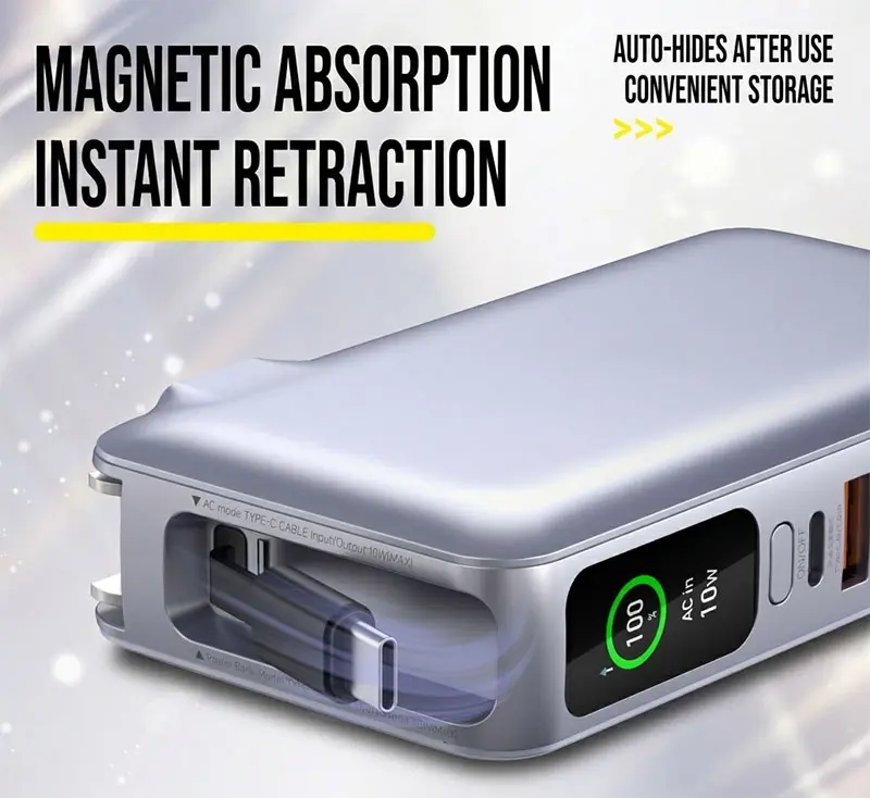 AJ02 retractable Type-C cable magnetic storage design