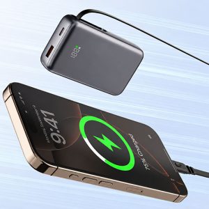 AJ07 ice-sense cooling power bank with retractable cable and thermal technology