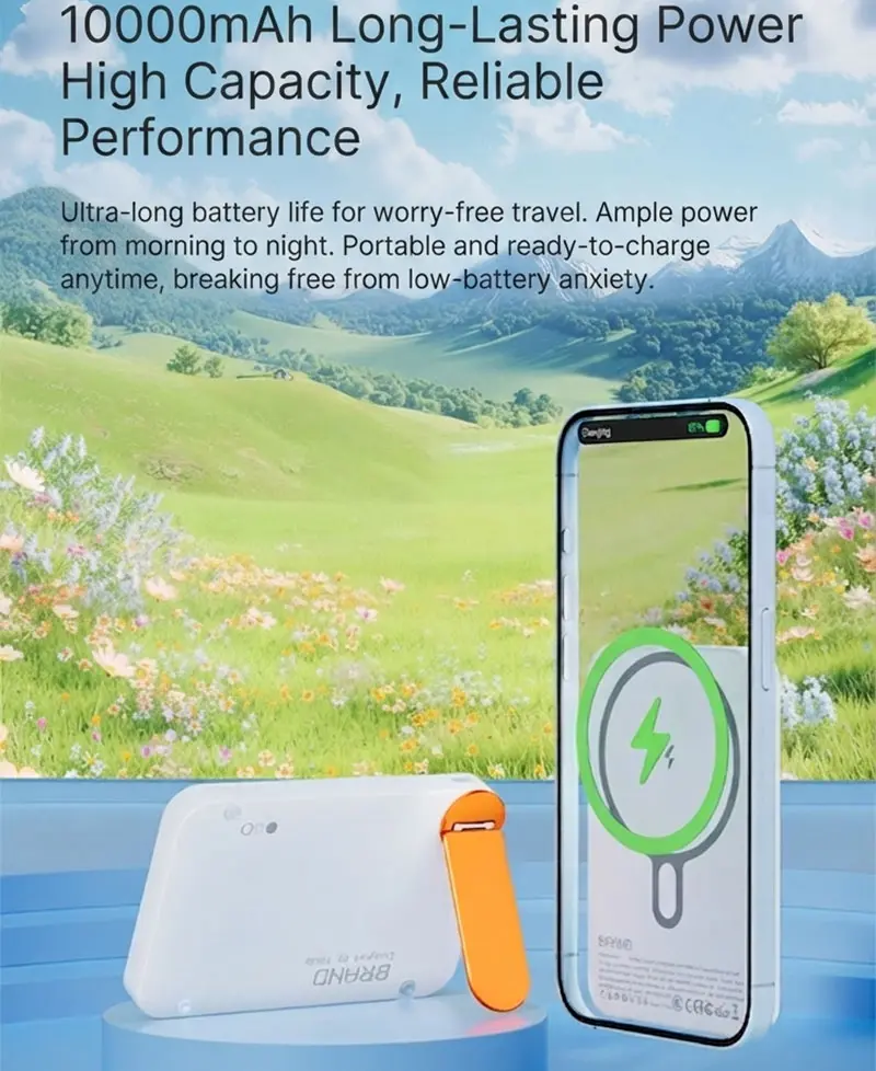 AJ01B magnetic power bank 10000mAh with rotating stand product detail 03