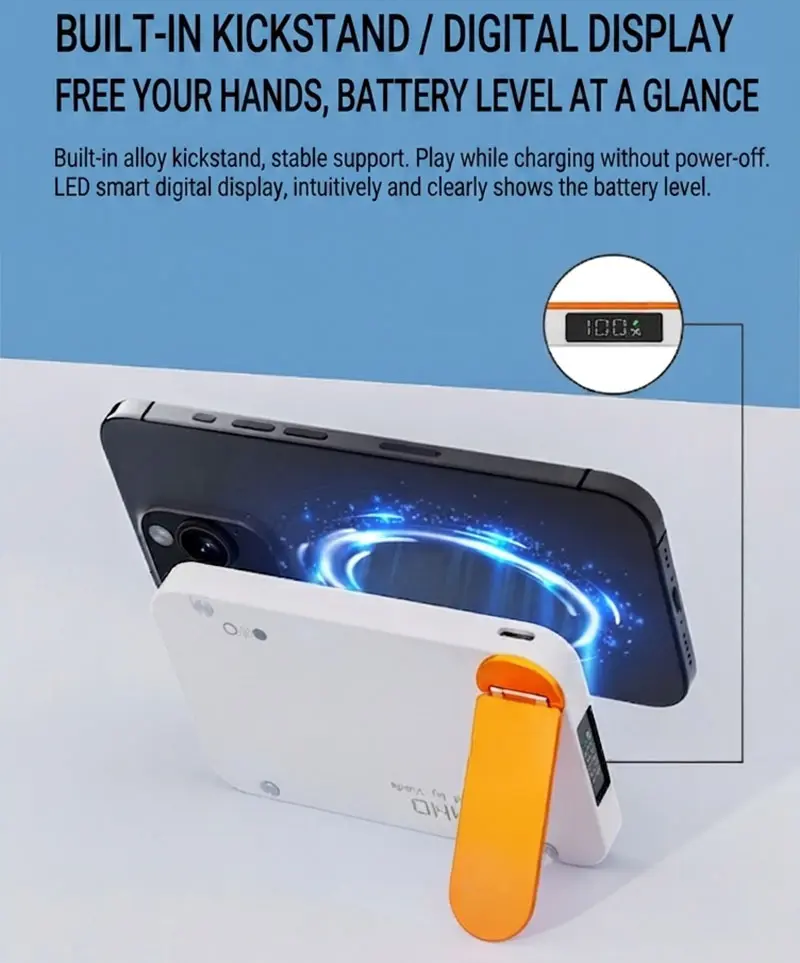 AJ01B magnetic power bank 10000mAh with rotating stand product detail 04