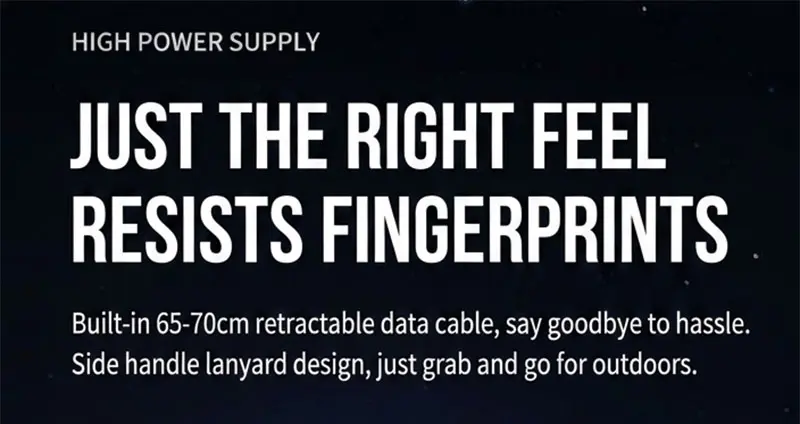 AJ25 retractable cable and side lanyard feature graphic