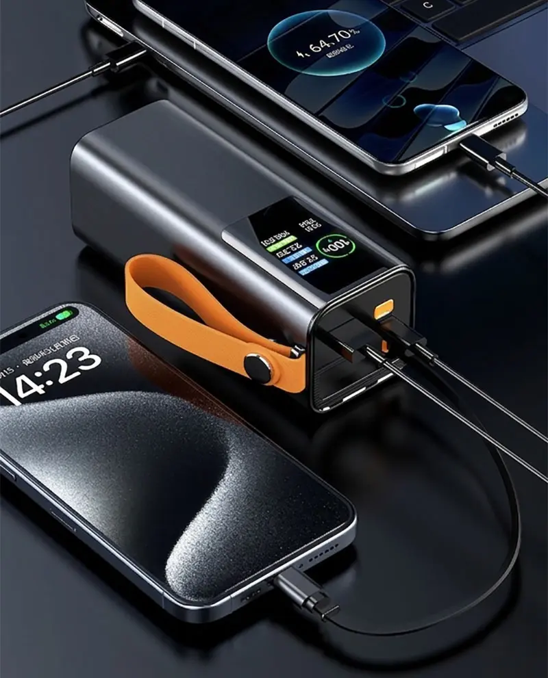 AJ25 power bank connected to three devices