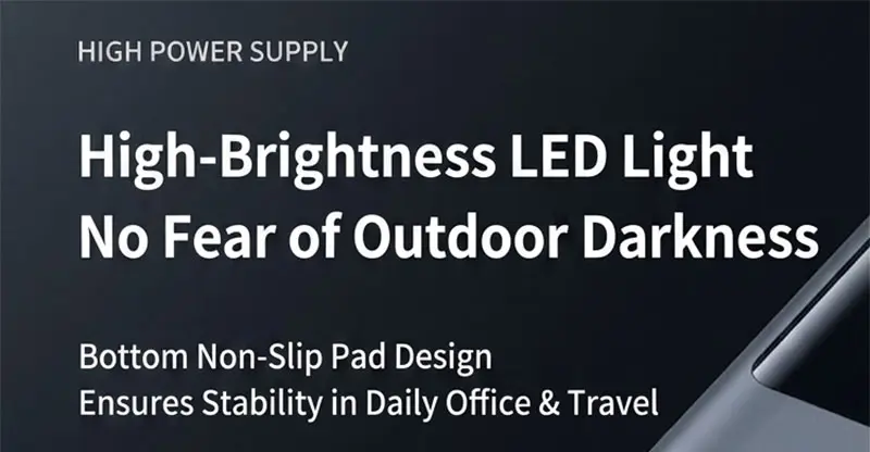 AJ25 power bank LED light feature graphic