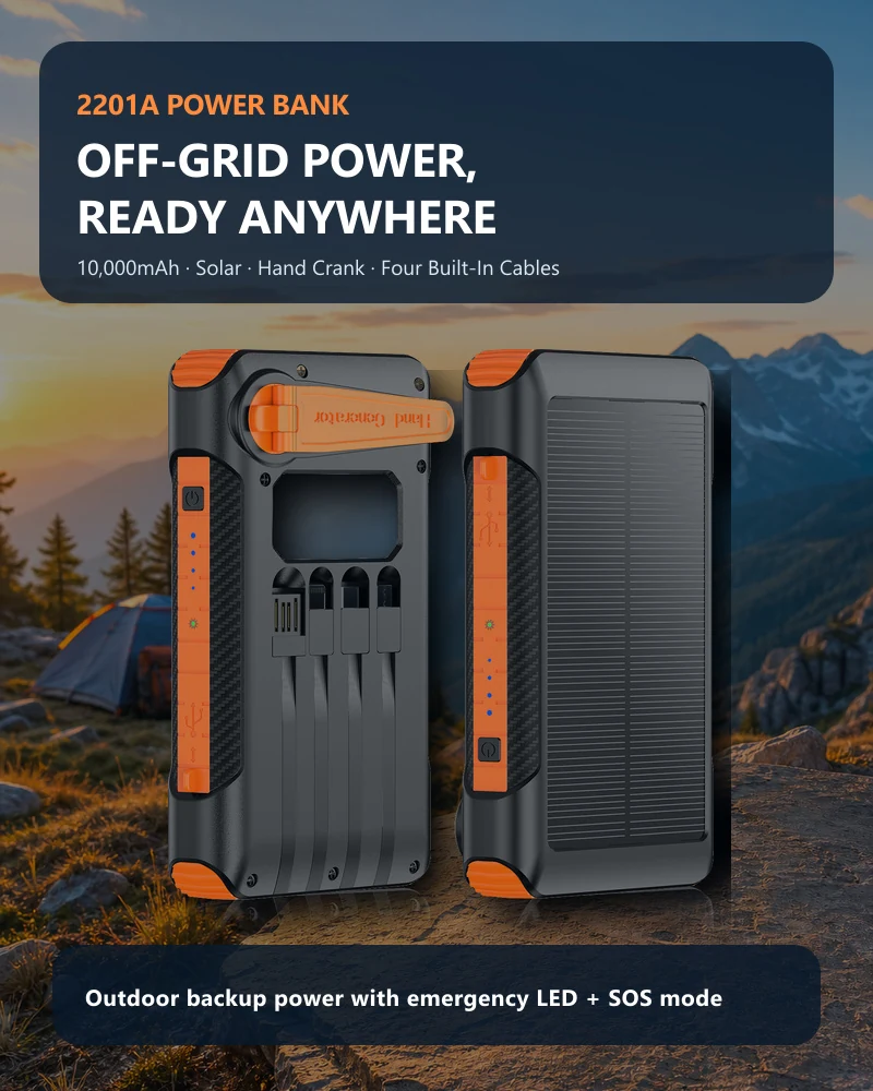 2201A solar hand-crank power bank 10000mAh product detail 01
