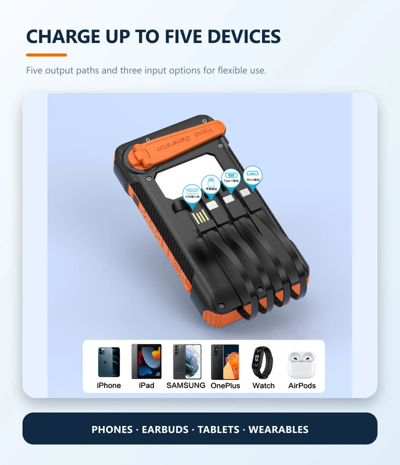 2201A solar hand-crank power bank 10000mAh product detail 03