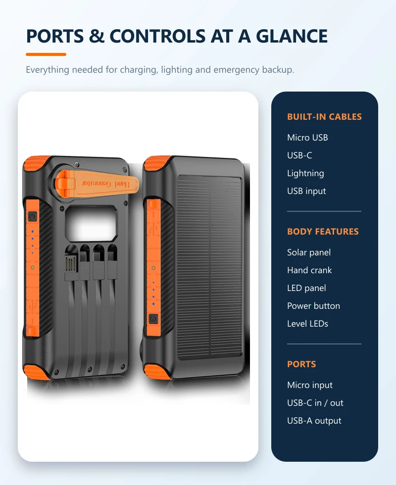 2201A solar hand-crank power bank 10000mAh product detail 07