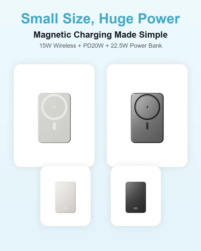 AJ06 black and white magnetic wireless power bank overview