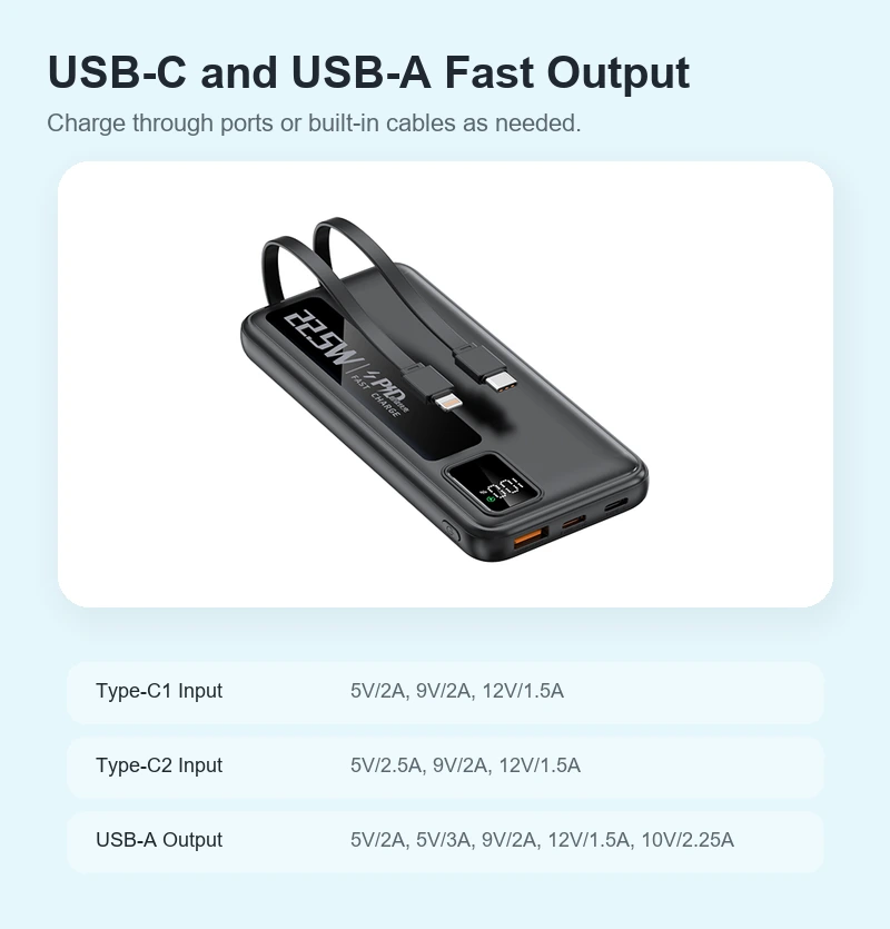 J20 10000mAh power bank details