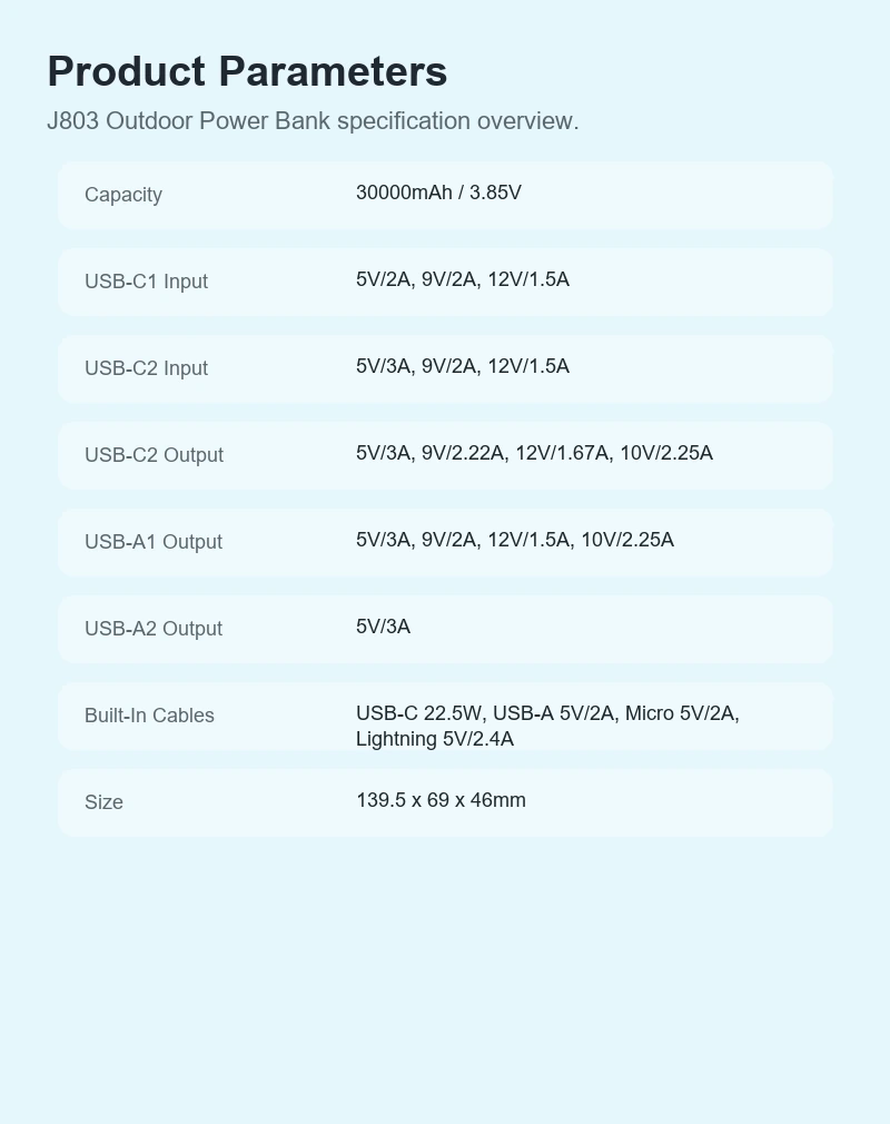 J803 Power Bank product details