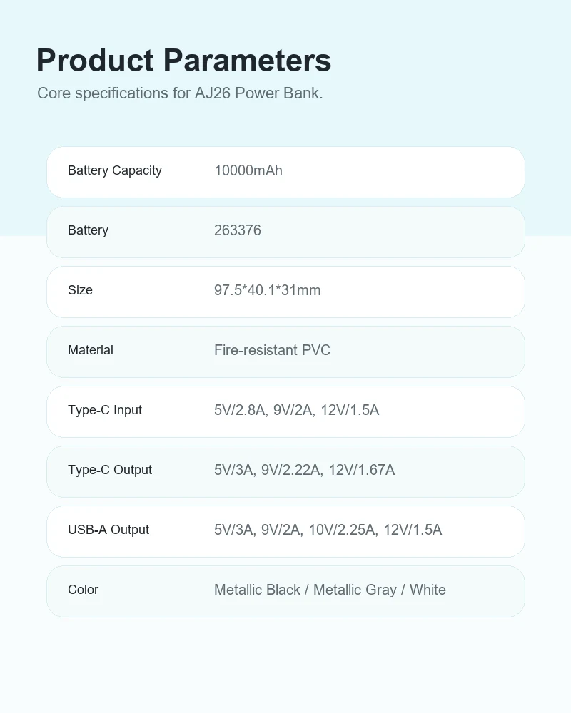 AJ26 Power Bank product details
