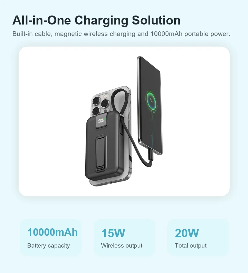AJ43 10000mAh magnetic wireless power bank overview
