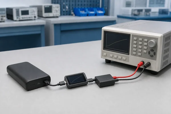 Intact power bank connected to a controlled load for an output-capacity test