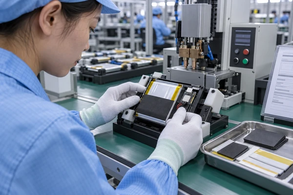 Power bank production line inspection of cell welding and insulation