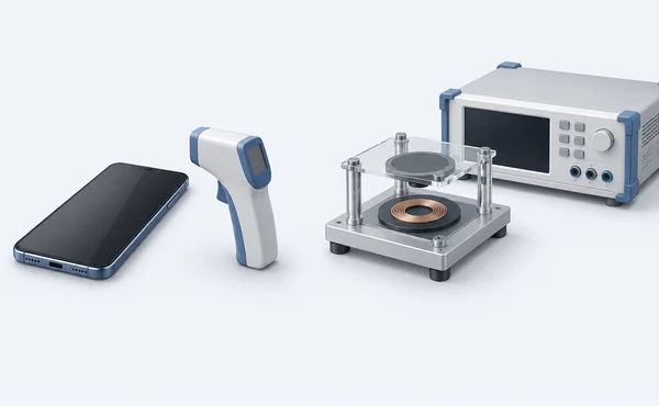 Conceptual view of phone temperature observation and a separate wireless receiver test fixture